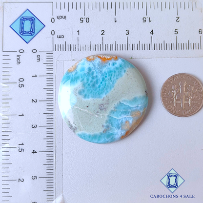 Cabujones redondos de larimar rojo de 35 x 5 mm