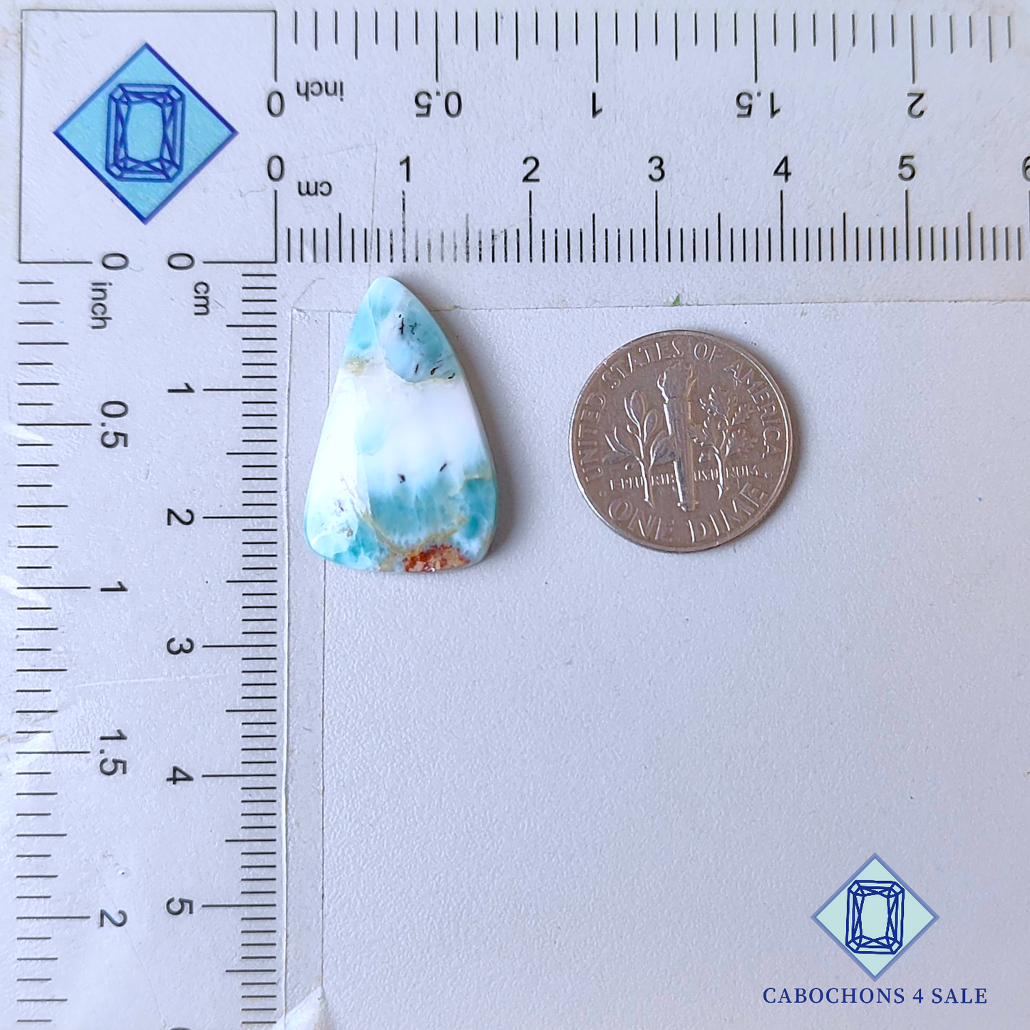 Cabujones de pera de larimar rojo de 23 x 15 x 3 mm