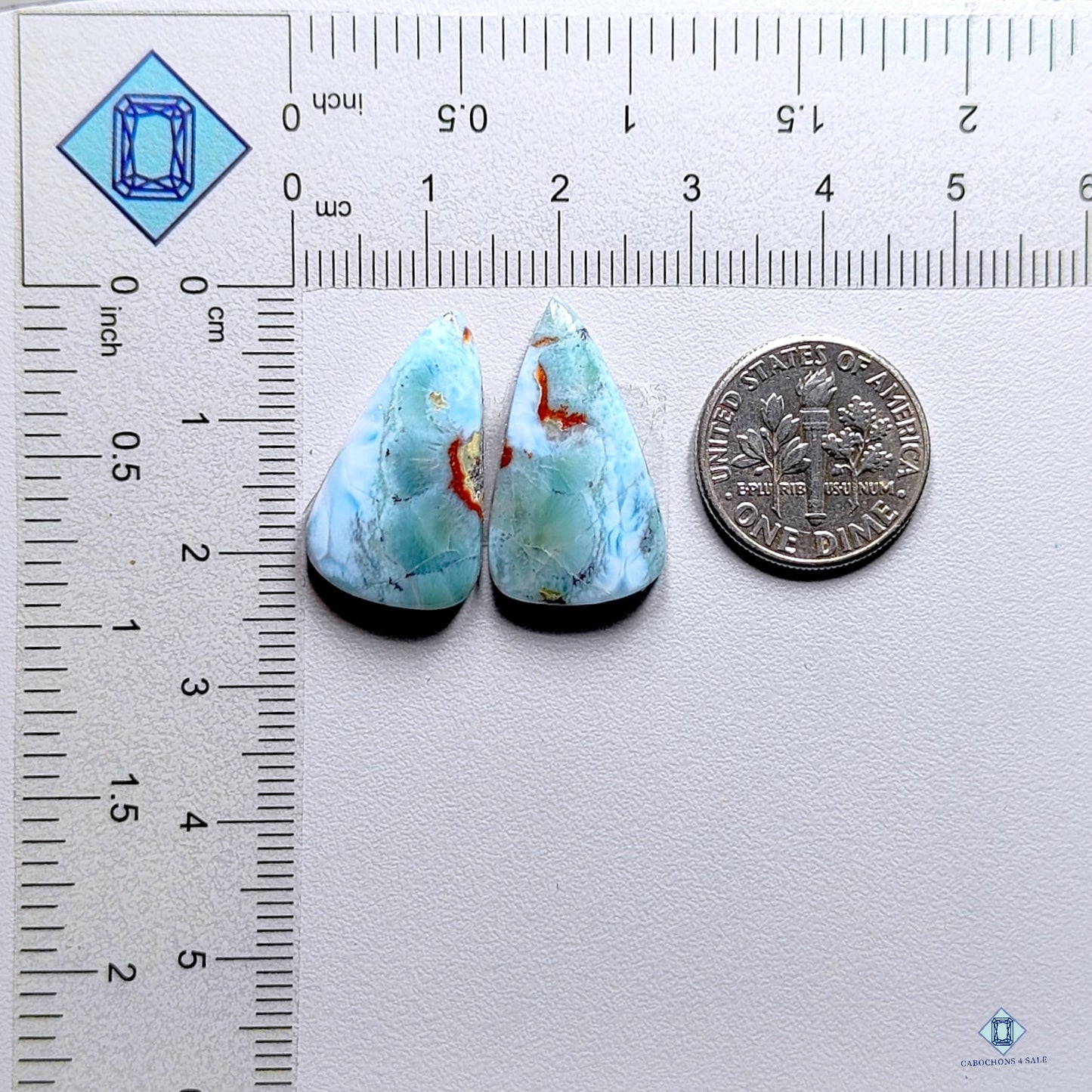 Red Larimar Pear Pairs