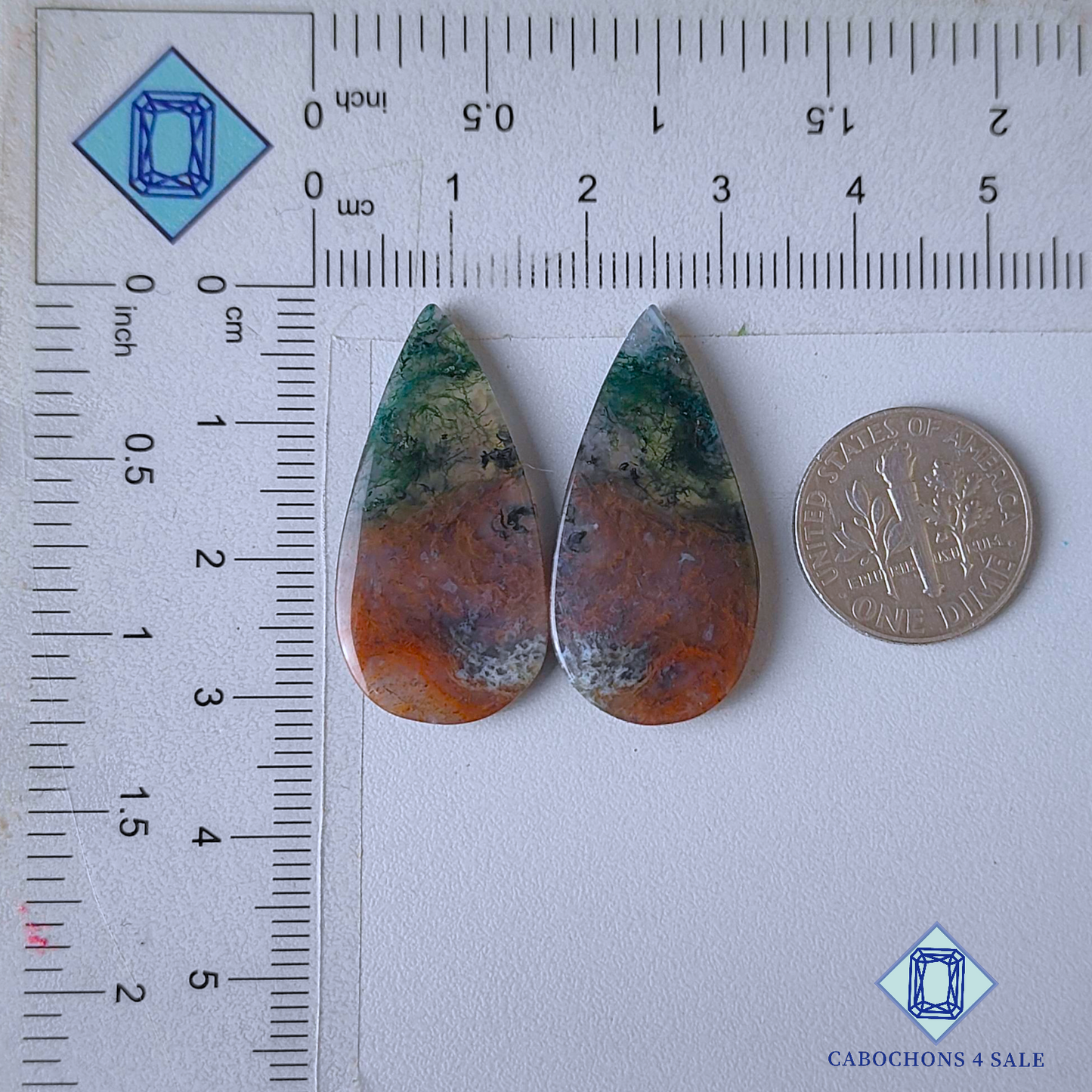 Red Moss Agate Pear Pairs