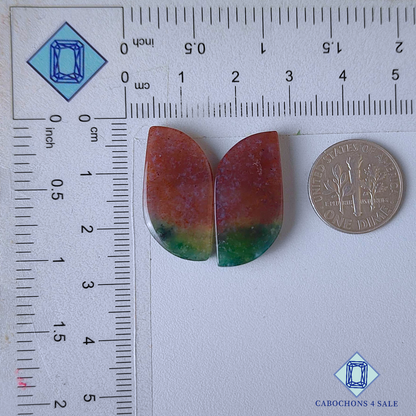 Red Moss Agate Fancy Pairs