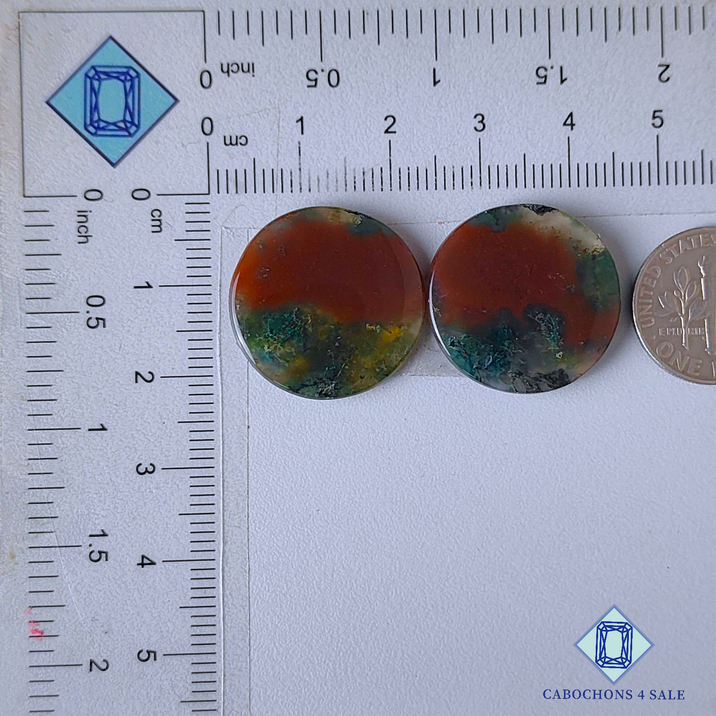 Red Moss Agate Round Pairs