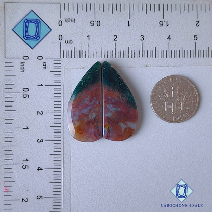 Pares de peras de ágata musgosa roja