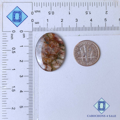 Cabujones ovalados de ágata musgosa roja