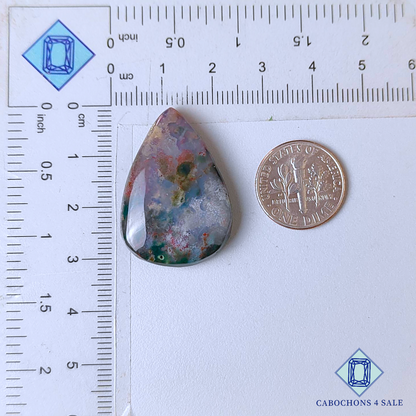 Red Moss Agate Pear Cabochons