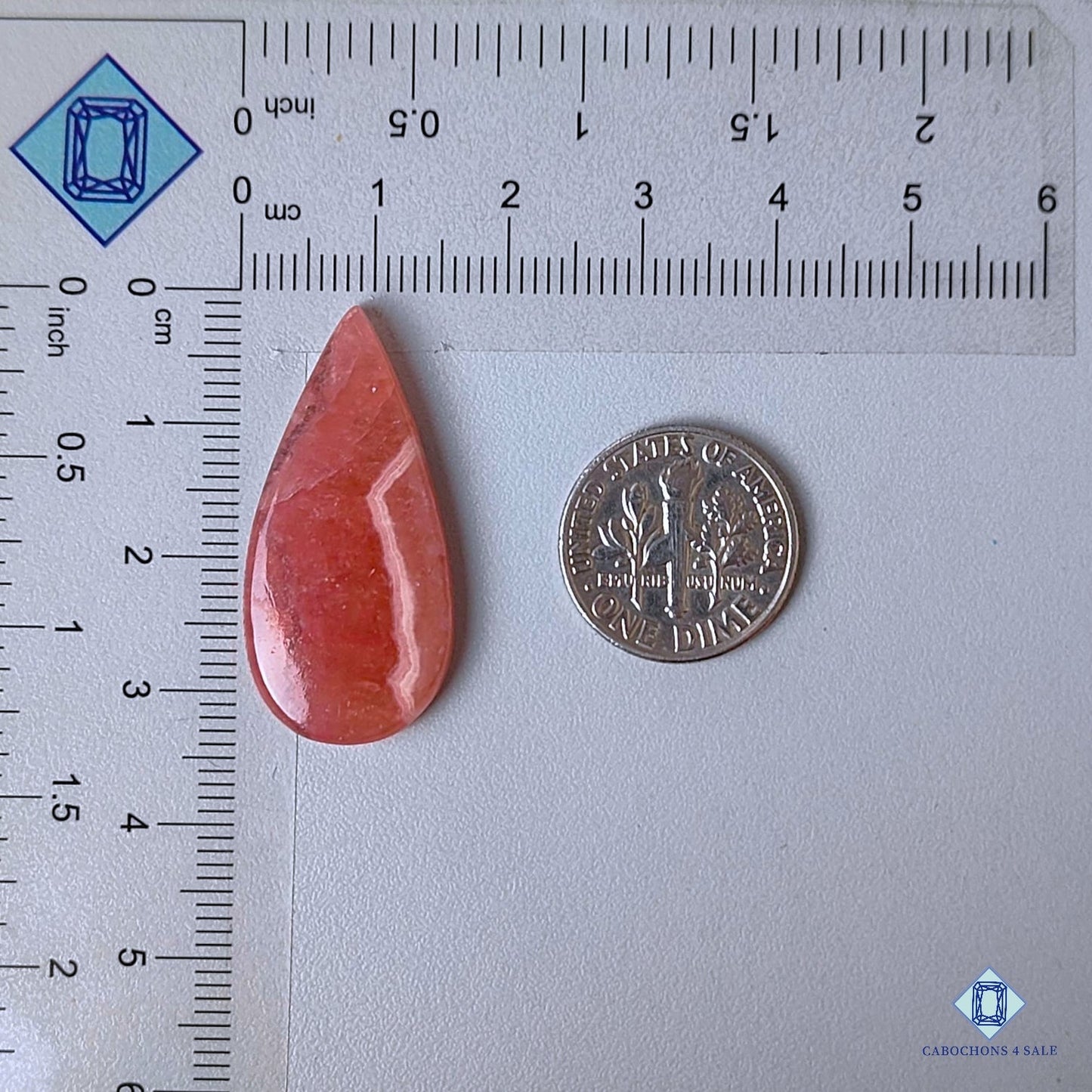 Natural Rhodochrosite Gemstone Pear Cabochons 32*15*4mm from Argentina available for sale