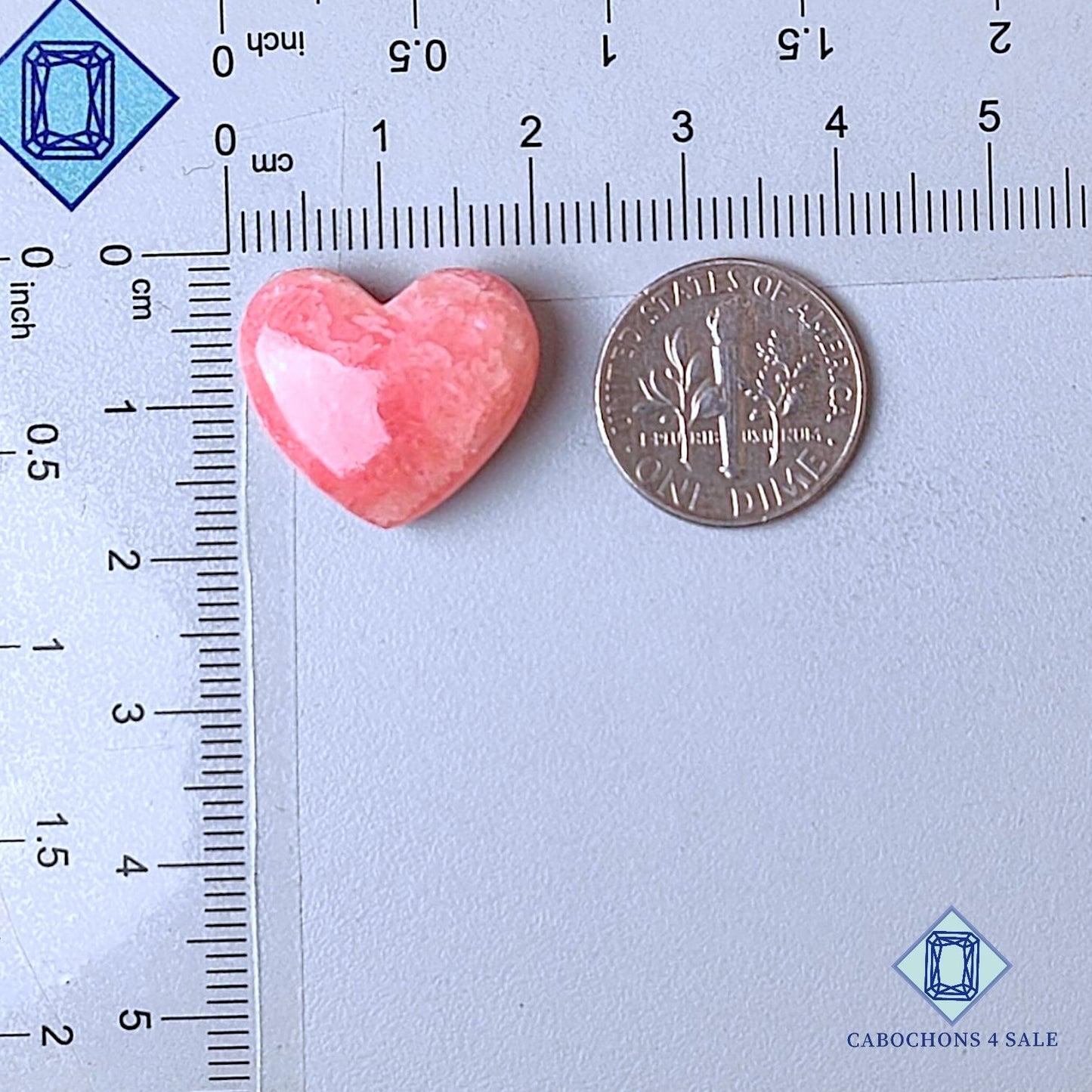 Tallas de corazón de piedra preciosa de rodocrosita natural de 16 x 19 x 7 mm de Argentina disponibles para la venta