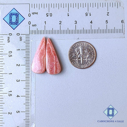 Natural Rhodochrosite Gemstone Pear Pairs 24*9*4mm from Argentina  available for sale