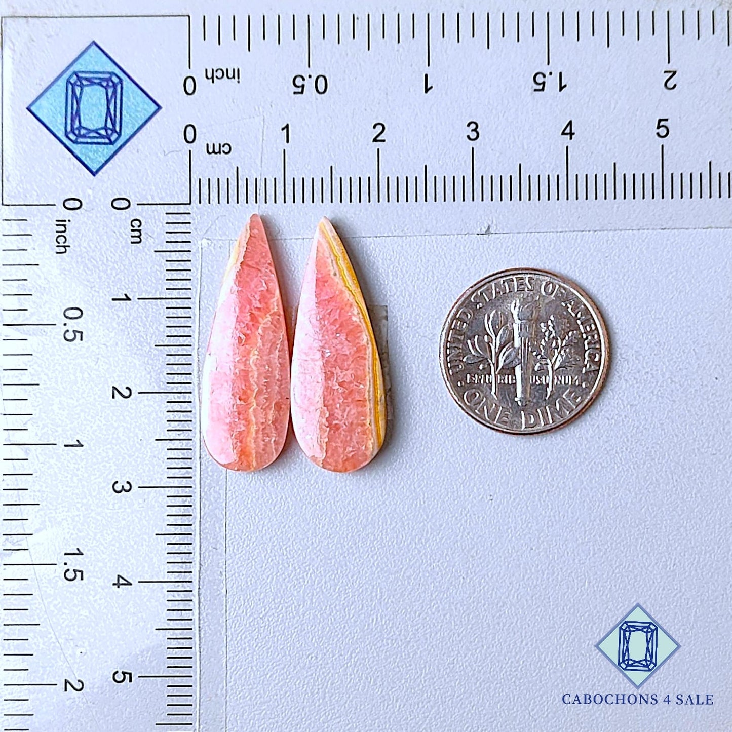 Natural Rhodochrosite Gemstone Pear Pairs 27*10*3mm from Argentina  available for sale