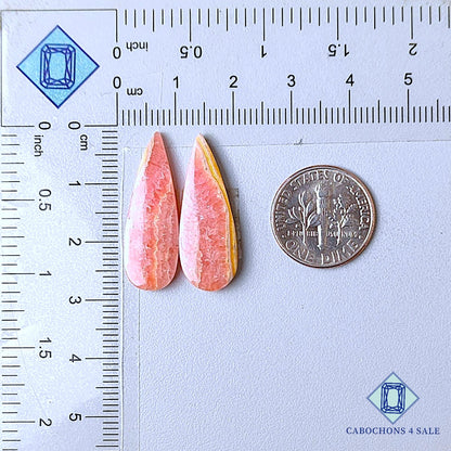 Natural Rhodochrosite Gemstone Pear Pairs 27*10*3mm from Argentina  available for sale