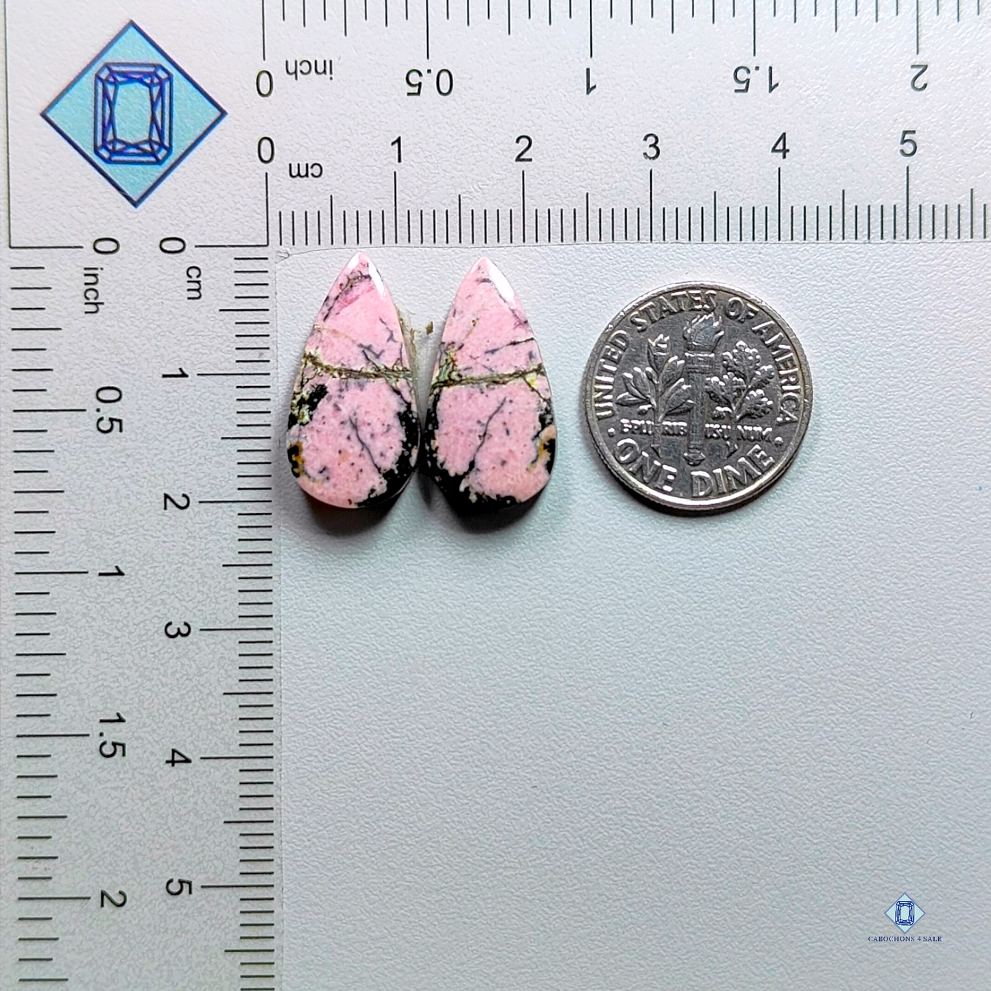 Rhodonite-pear-cabochons