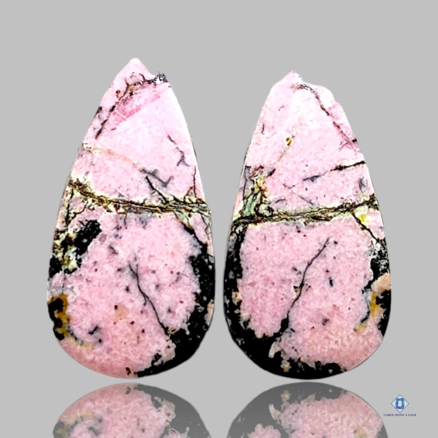 Rhodonite-pear-cabochons