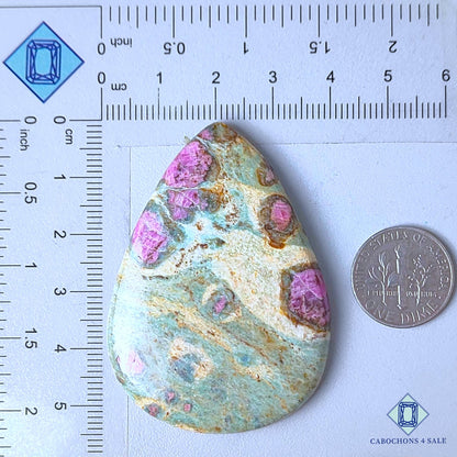 Natural Ruby Fuchsite Gemstone  Pear Cabochons 54*39*6mm from India  available for sale
