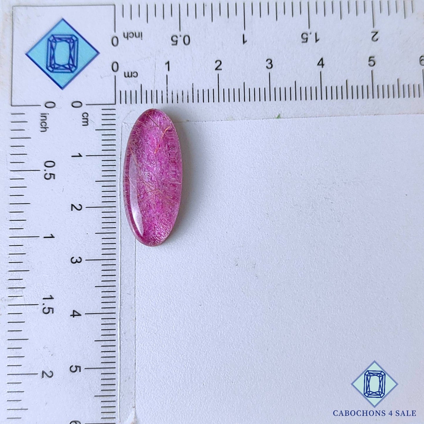 Piedras preciosas dobles de rubí y cuarzo rutilo, ovaladas, de 26 x 11 x 6 mm, disponibles para la venta.