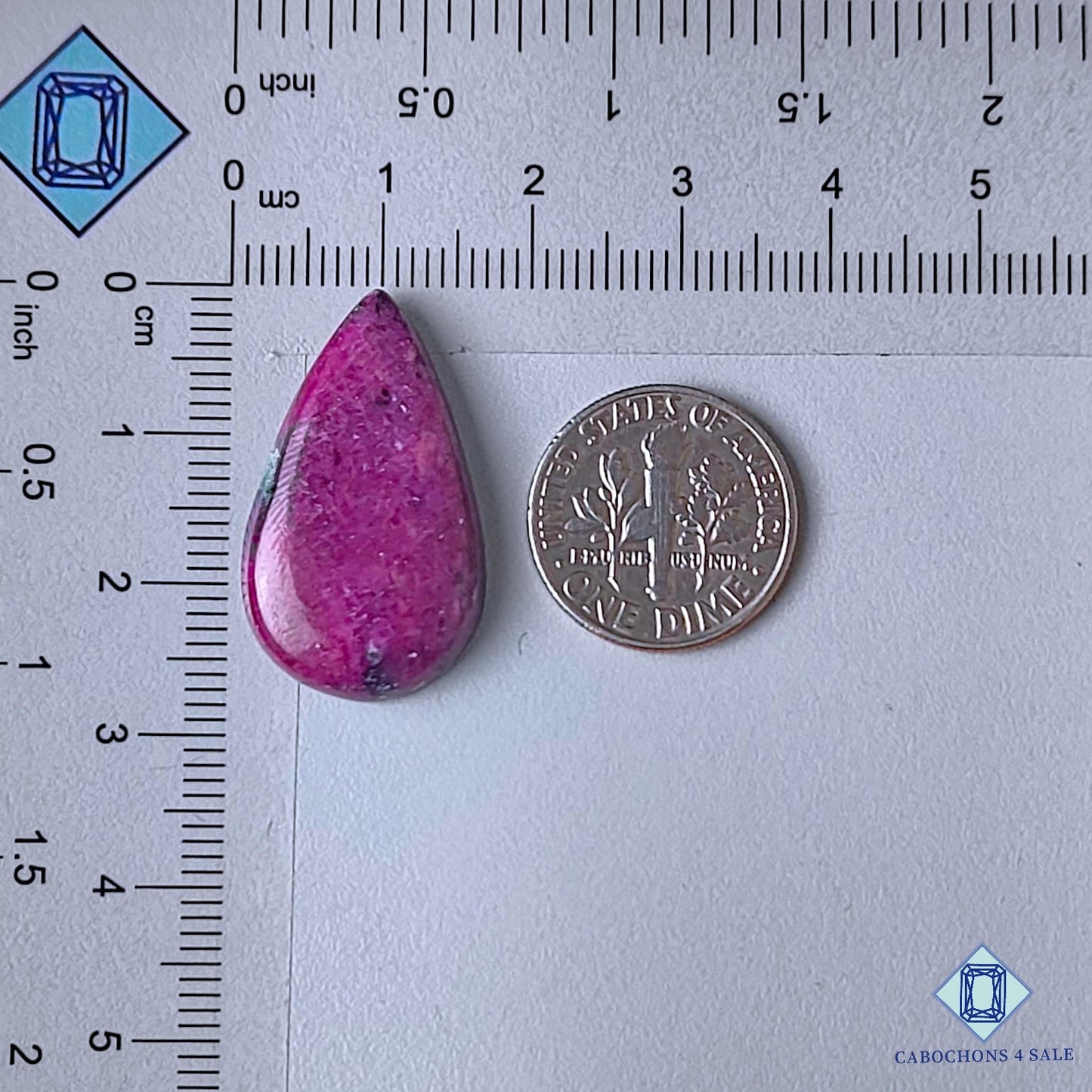 Cabujones de rubí zoisita natural en forma de pera de 27 x 16 x 5 mm, de Tanzania, disponibles para la venta.