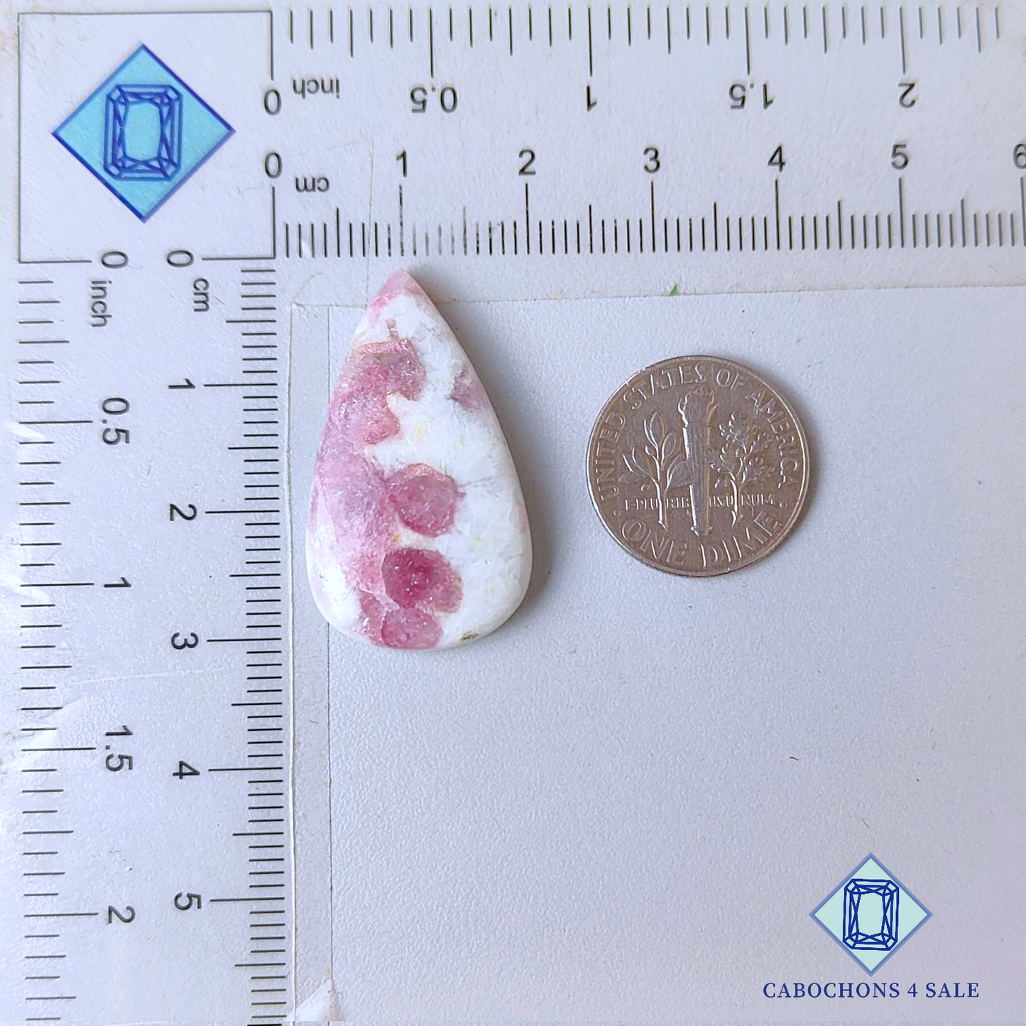 Ruby with Tourmaline Pear Cabochons 30*17*5mm