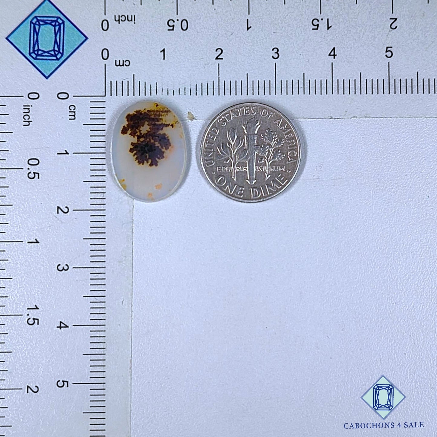 Cabujones ovalados de ágata escénica natural de 18 x 13 x 2 mm, de Brasil, disponibles para la venta.