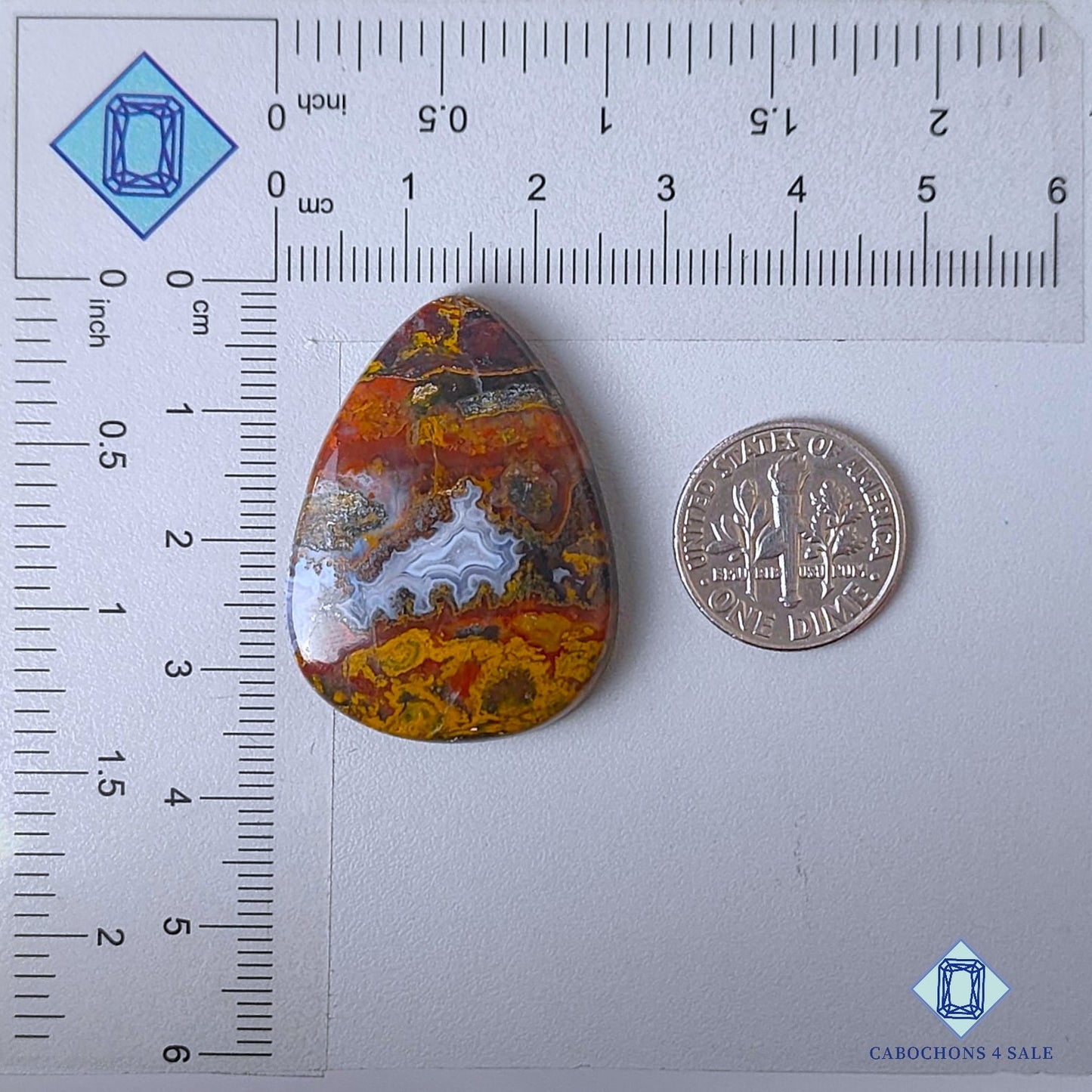 Natural Seam Agate Gemstone Pear Cabochons 34*25*6mm from USA available for sale