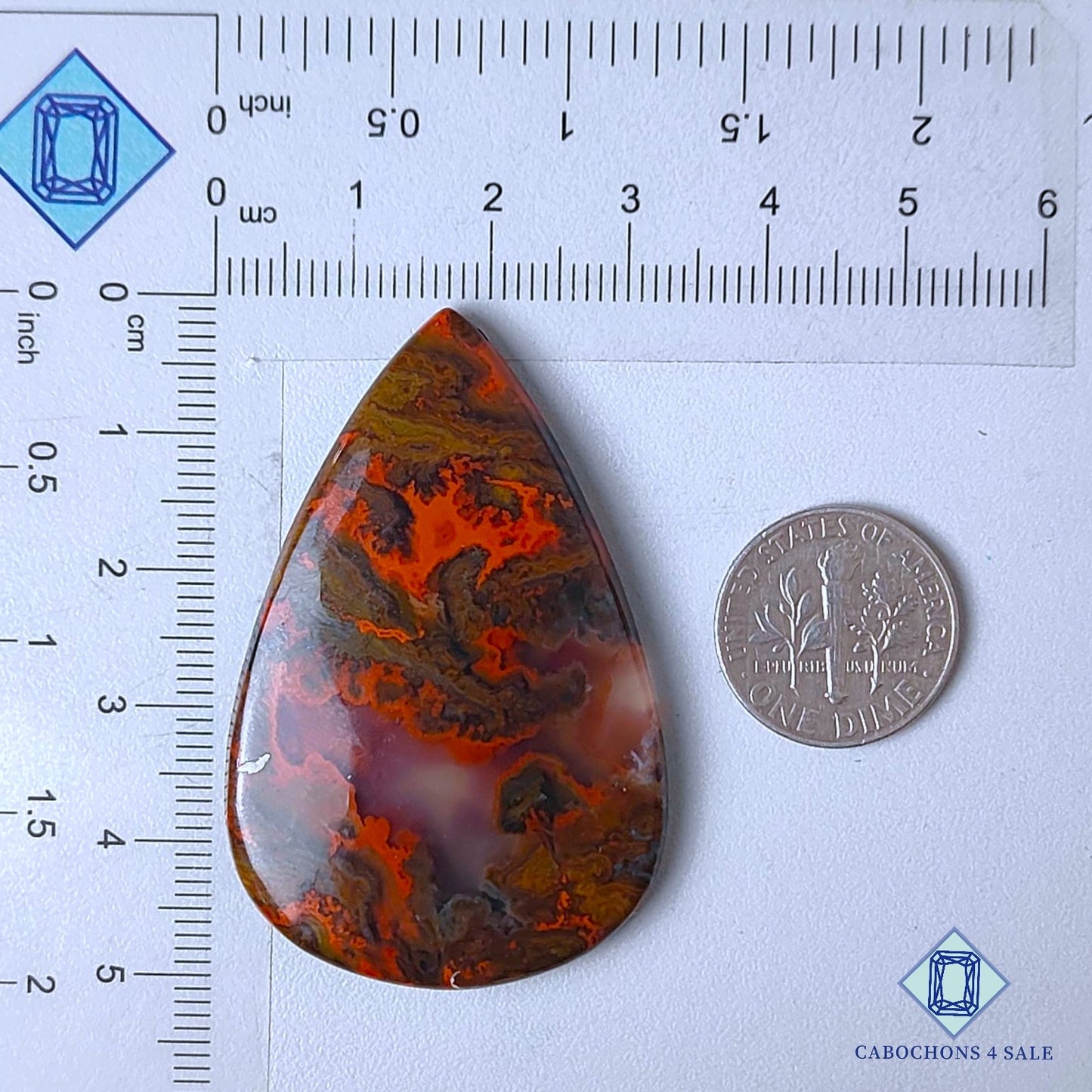 Natural Seam Agate Gemstone  Pear Cabochons 50*32*5mm from Morocco available for sale