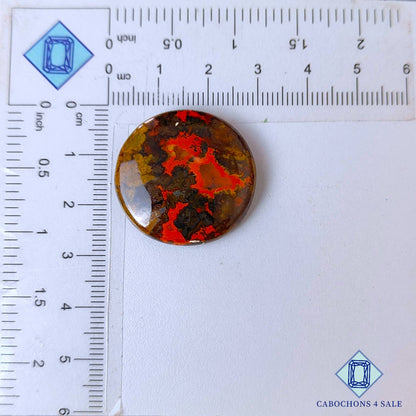 Cabujones redondos de ágata de costura natural de 27 x 5 mm, procedentes de Marruecos, disponibles para la venta.