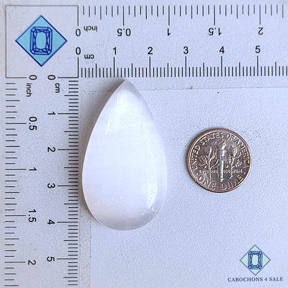 Cabujones de piedra preciosa de selenita natural en forma de pera, 41 x 23 x 9 mm, de México, disponibles para la venta.