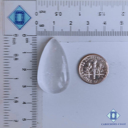 Natural Selenite Gemstone  Pear Cabochons 32*19*7mm From Mexico available for sale