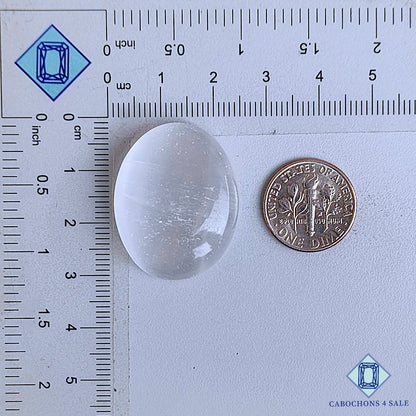 Cabujones ovalados de piedra preciosa de selenita natural de 29 x 23 x 9 mm de México, disponibles para la venta.