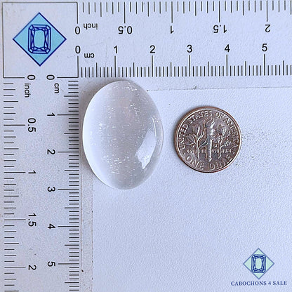 Cabujones ovalados de piedra preciosa de selenita natural de 29 x 21 x 8 mm, de México, disponibles para la venta.