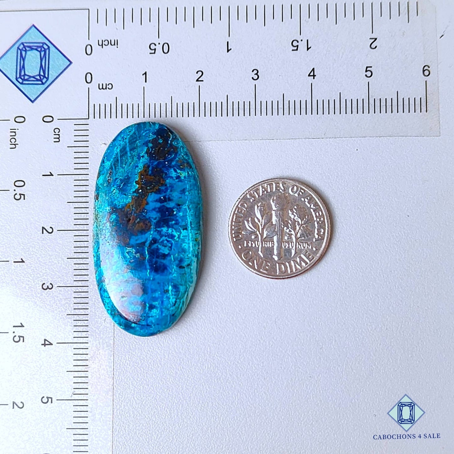 Natural Shattuckite Gemstone  Oval Cabochons 38*19*5mm from United States available for sale