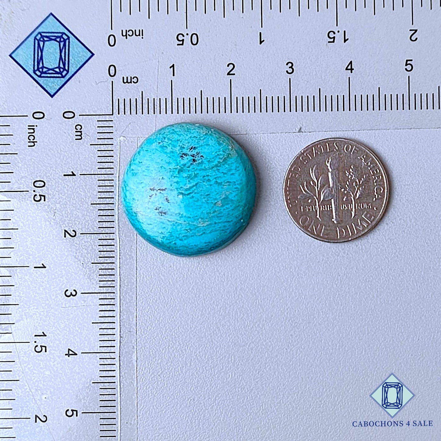 Cabujones redondos de piedra preciosa shattuckita natural de 22 x 6 mm de Namibia, disponibles para la venta.