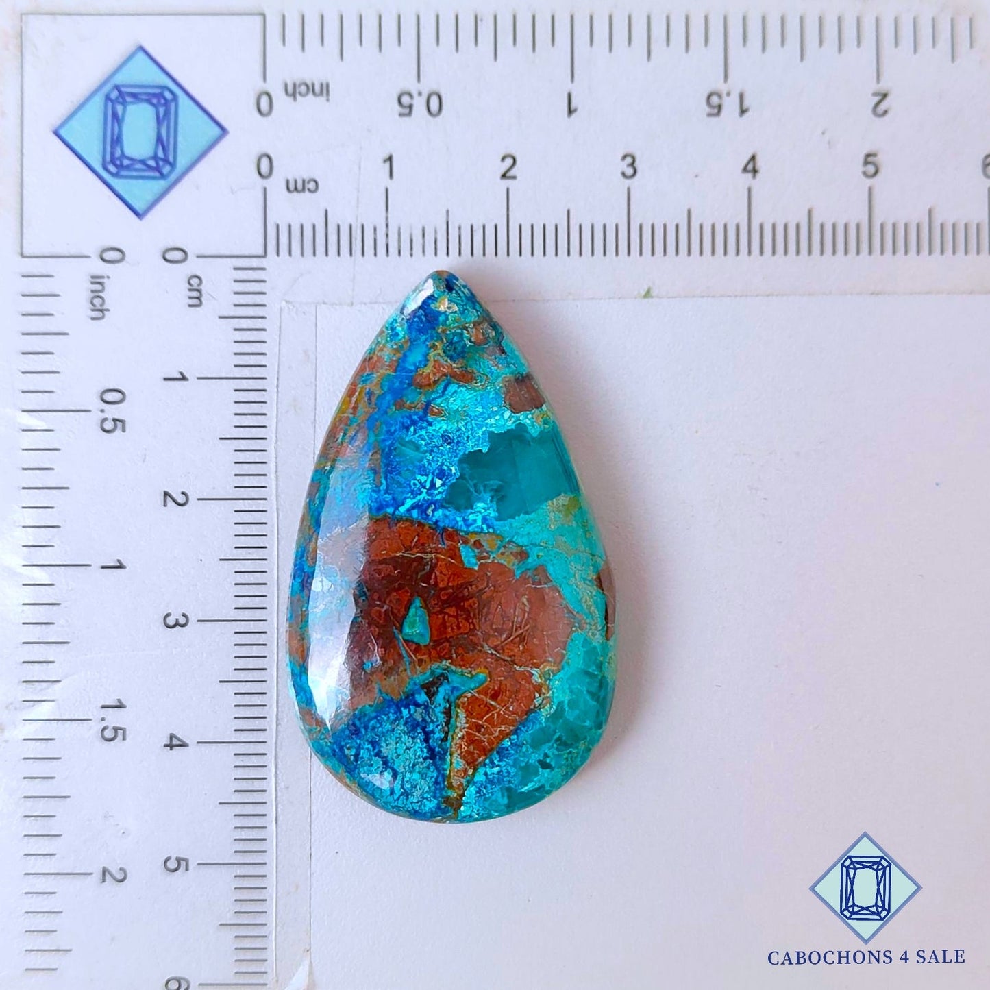 Natural Shattuckite Gemstone  Pear Cabochons 44*27*8mm from USA available for sale