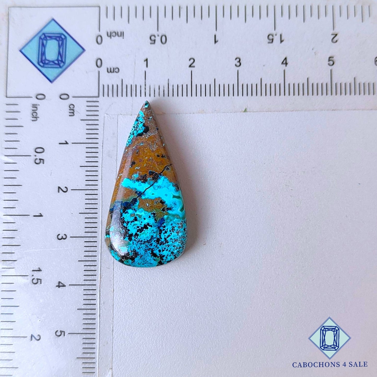 Natural Shattuckite Gemstone  Pear Cabochons 34*17*7mm from USA available for sale