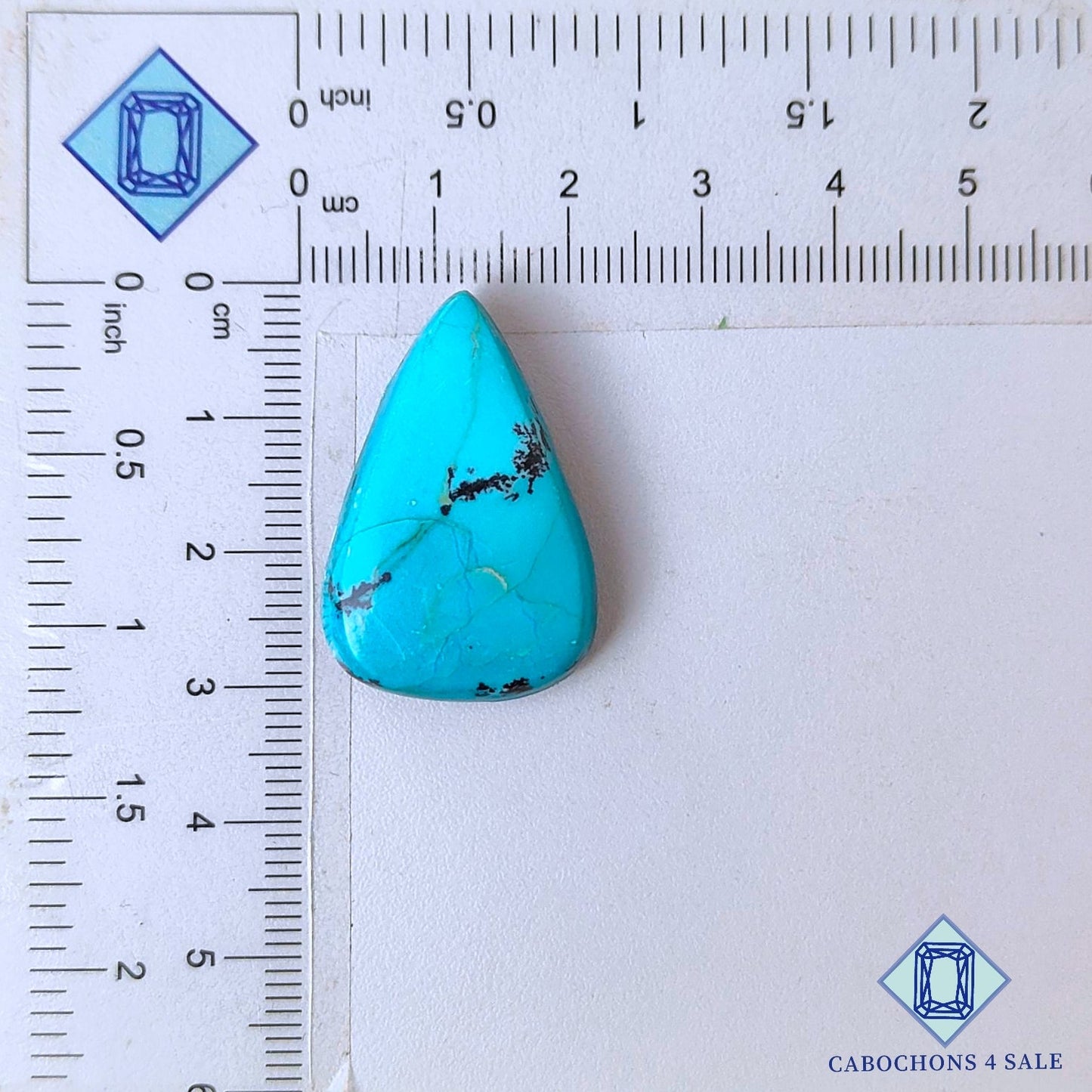 Cabujones de piedra preciosa Shattuckita natural en forma de pera, 30 x 20 x 7 mm, de EE. UU., disponibles para la venta.