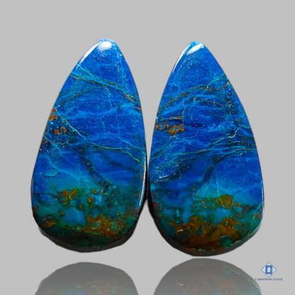 Shattuckite-pear-cabochons