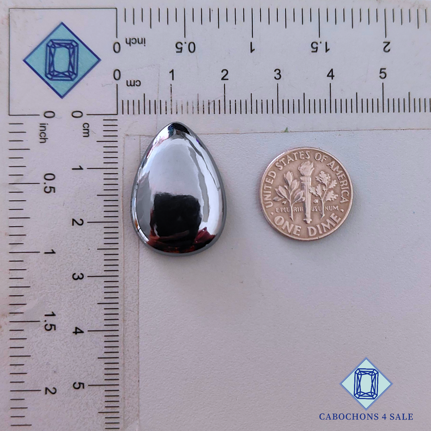 Cabujones de shungita en forma de pera de 25 x 17 x 5 mm