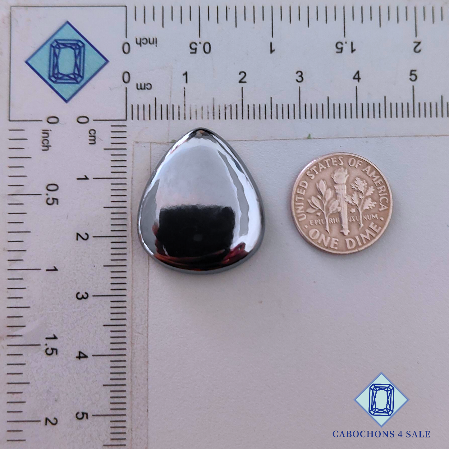 Cabujones de shungita en forma de pera de 25 x 21 x 5 mm