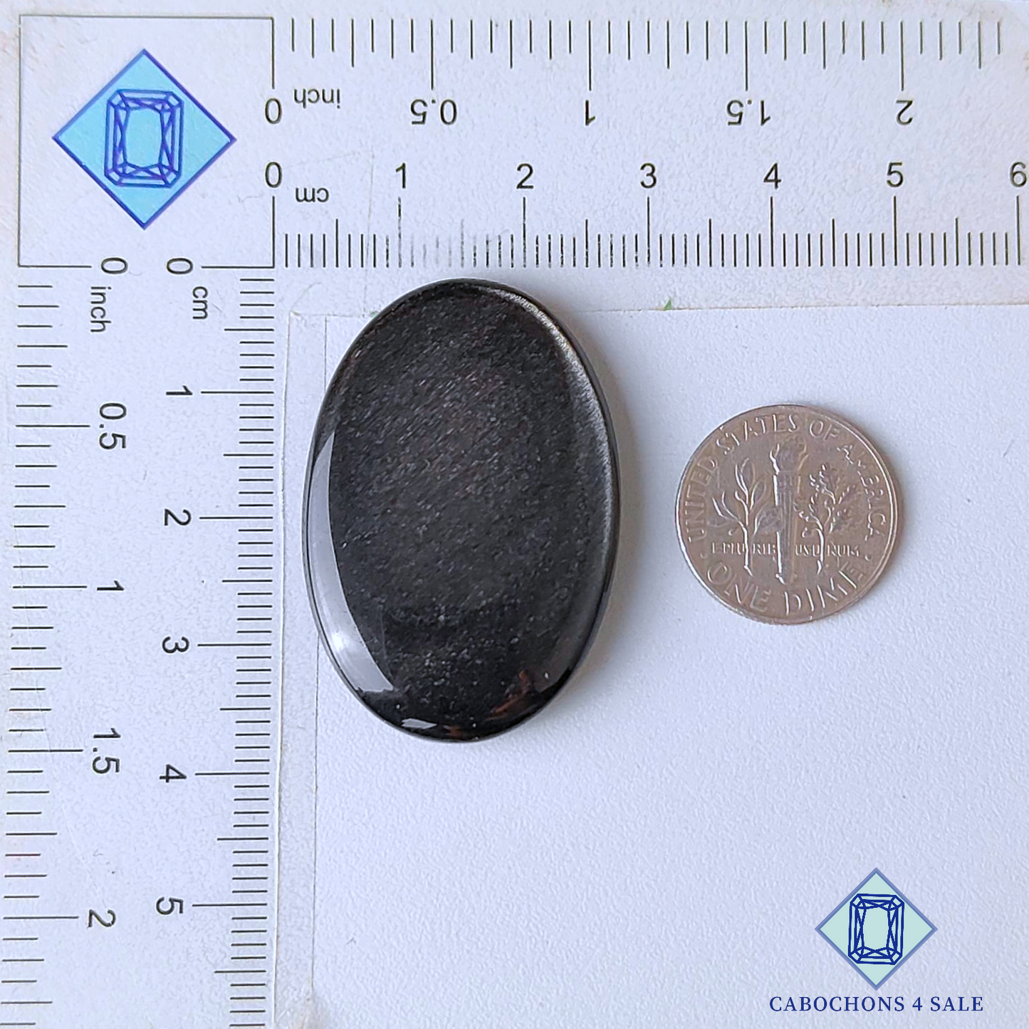 Cabujones ovalados de obsidiana plateada