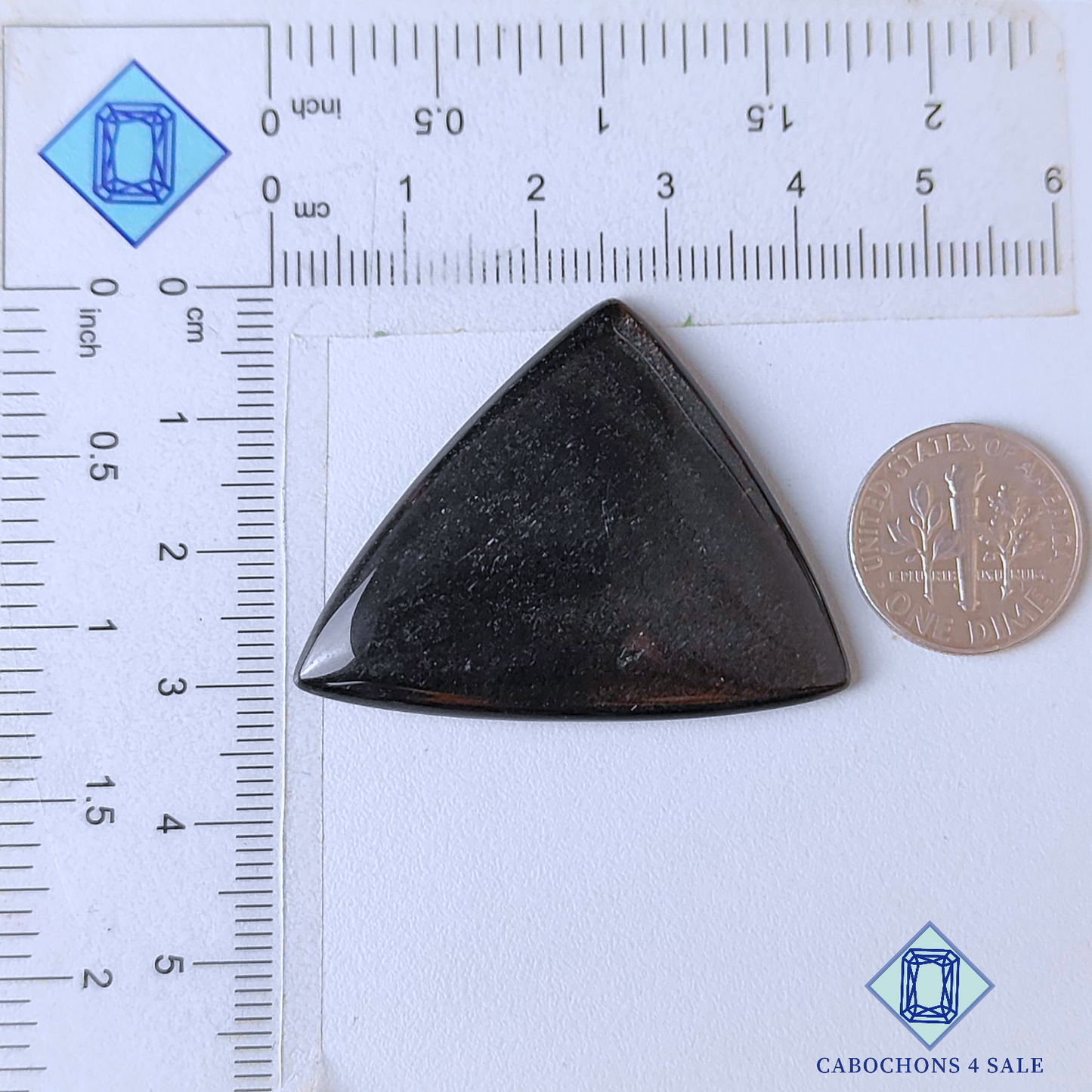 Cabujones triangulares de obsidiana plateada