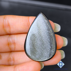 Silver Obsidian Pear Cabochons