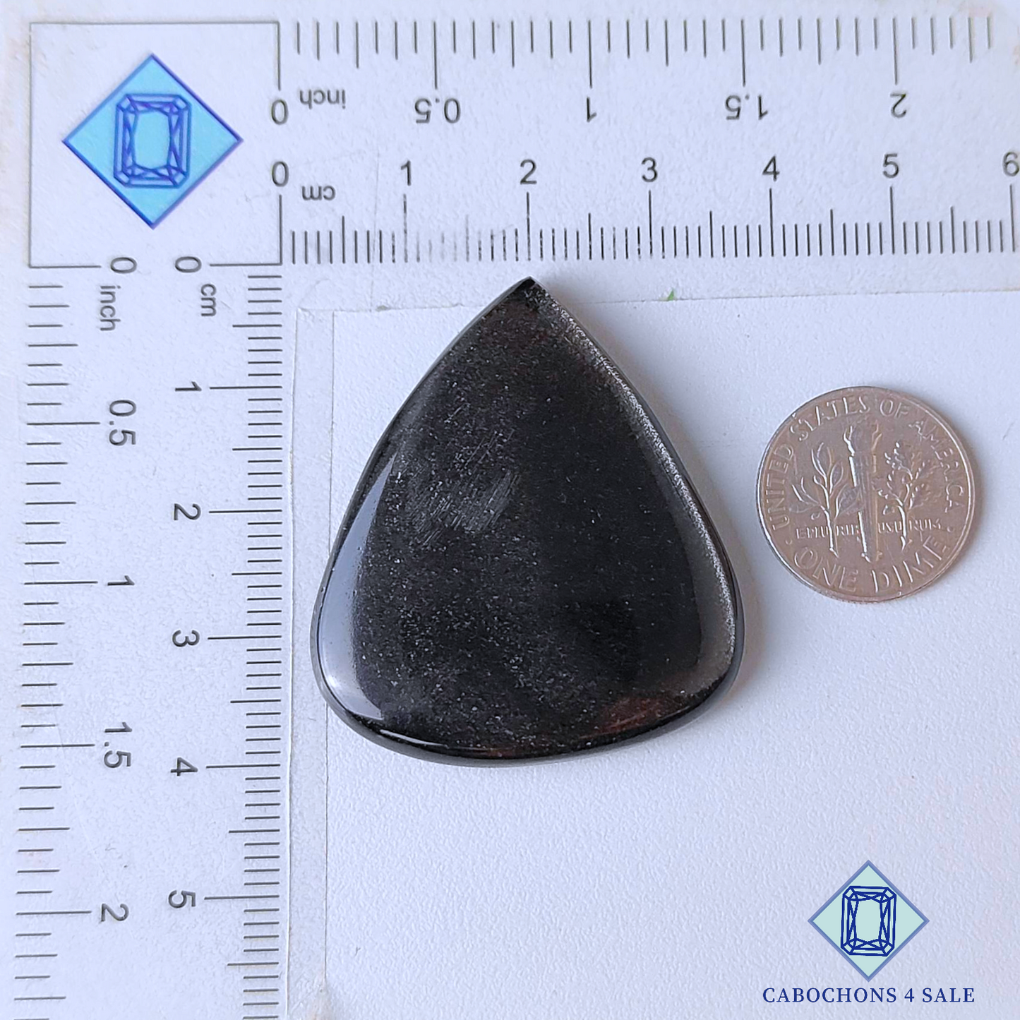 Cabujones de obsidiana plateada en forma de pera