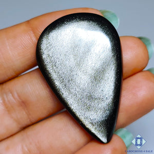 Silver Obsidian Pear Cabochons 41*27*6mm