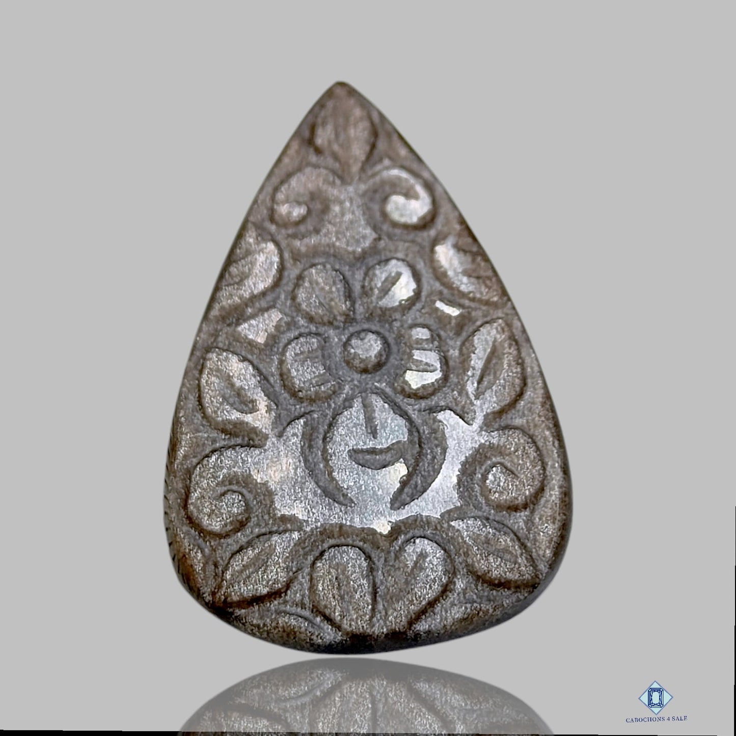 Silver Obsidian Pear Carvings