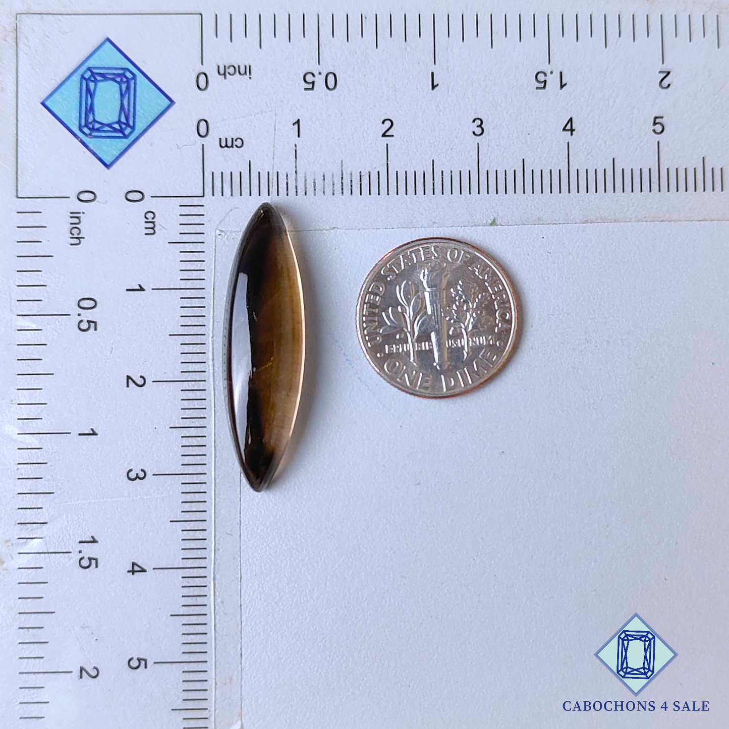 Cabujones marquesa de cuarzo ahumado