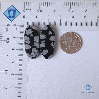 Natural Snowflake Obsidian Gemstone Oval Pairs 27*12*4mm from USA available for sale