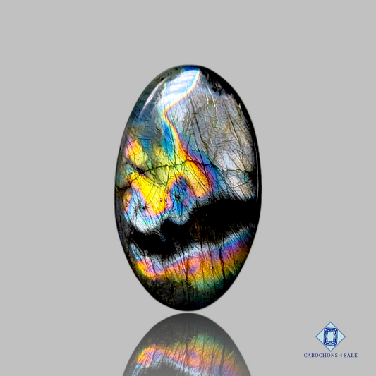 Spectrolite-c4sw1640-oval-Black_yellow-Cabochons