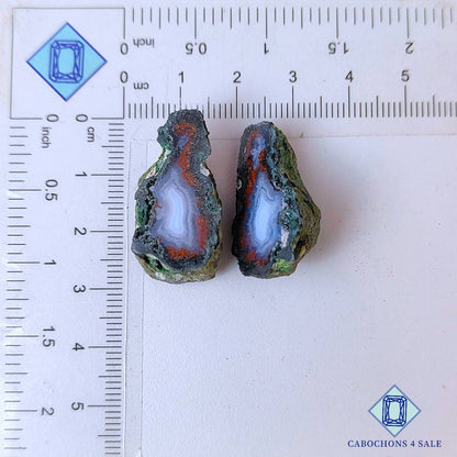 Natural Tabasco Agate Geode Gemstone  Fancy Pairs 28*15*9mm from Mexico available for sale