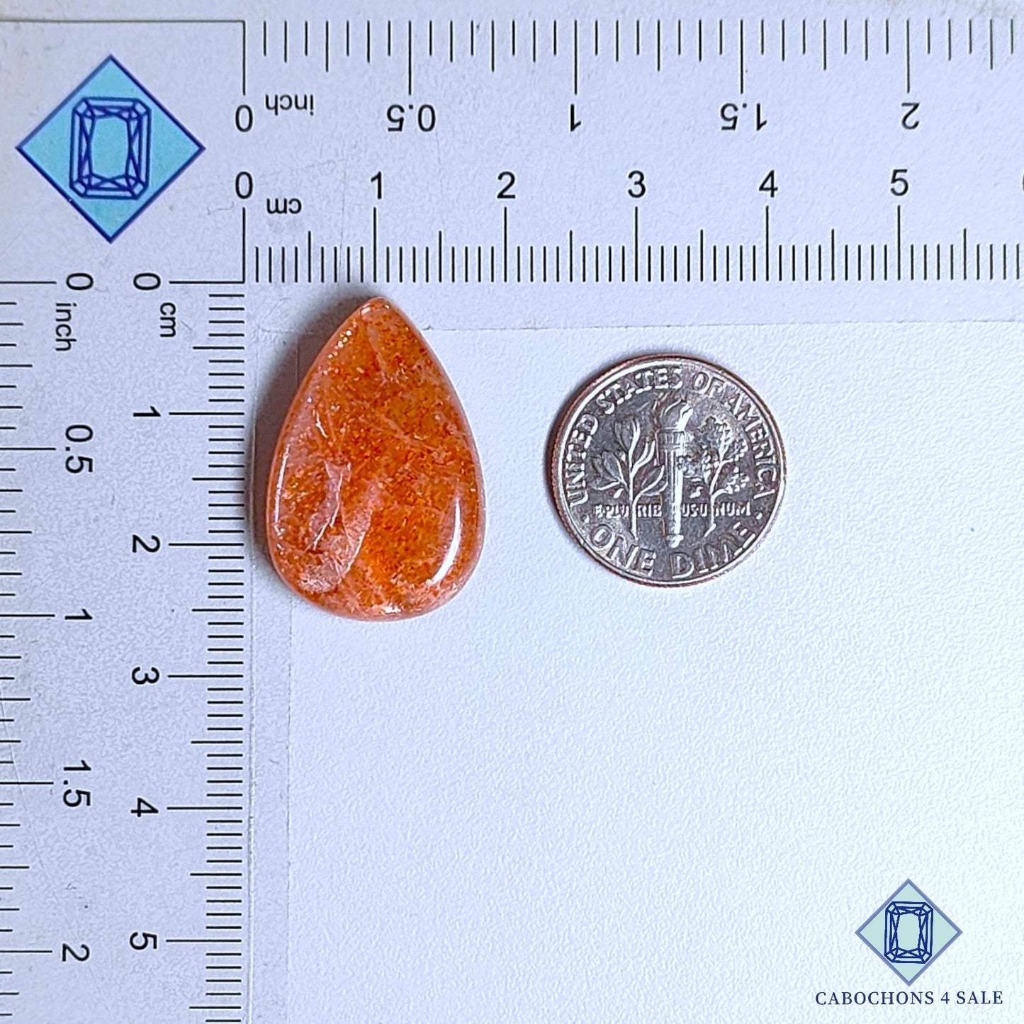 Natural Tanzanian Confetti Sunstone Gemstone  Pear Cabochons 24*16*5mm available for sale