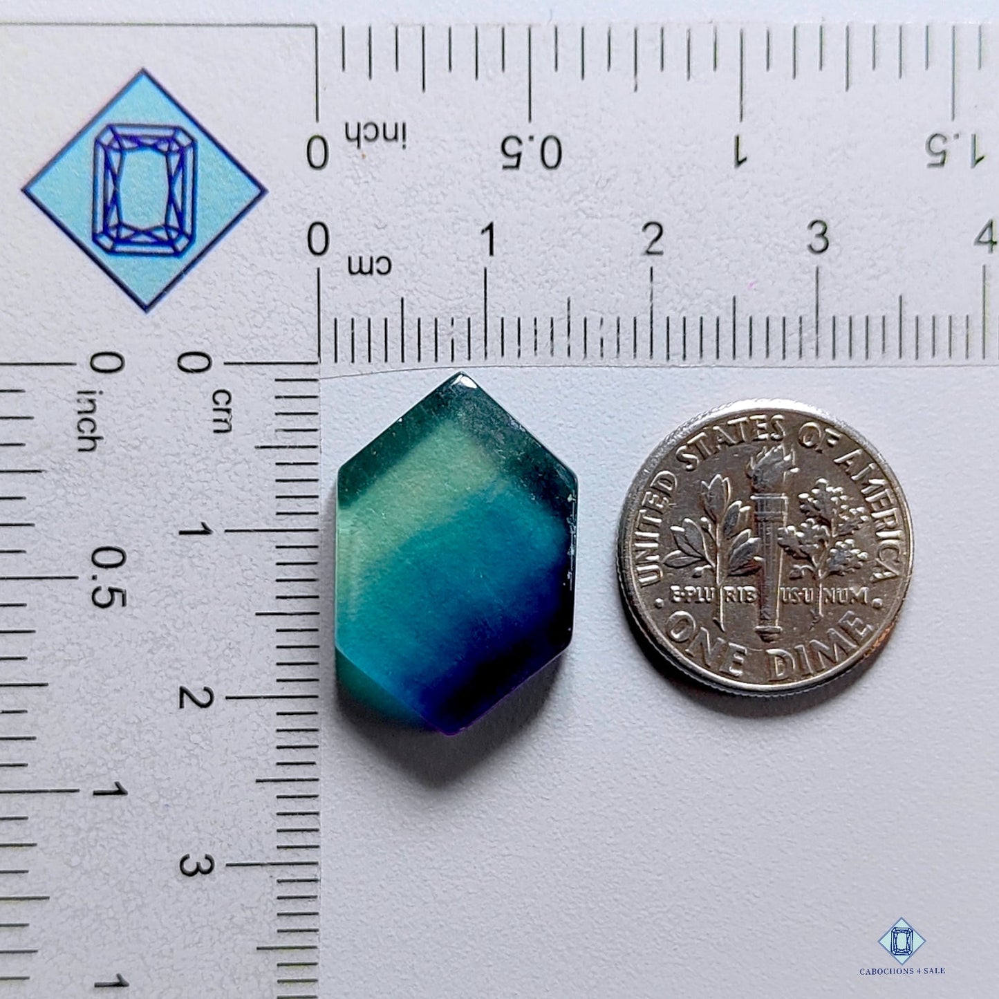 Teal Blue Fluorite Hexagon Cabochons