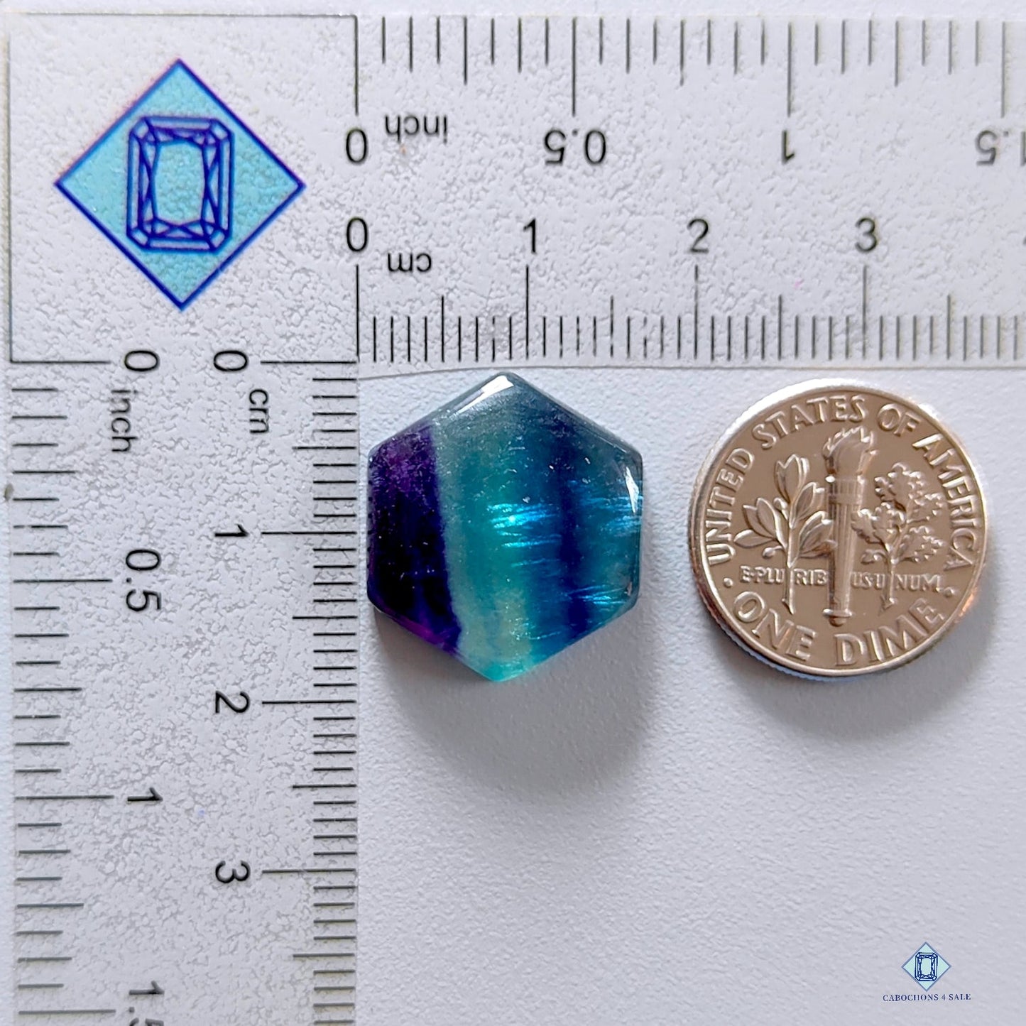 Teal Blue Fluorite Hexagon Cabochons