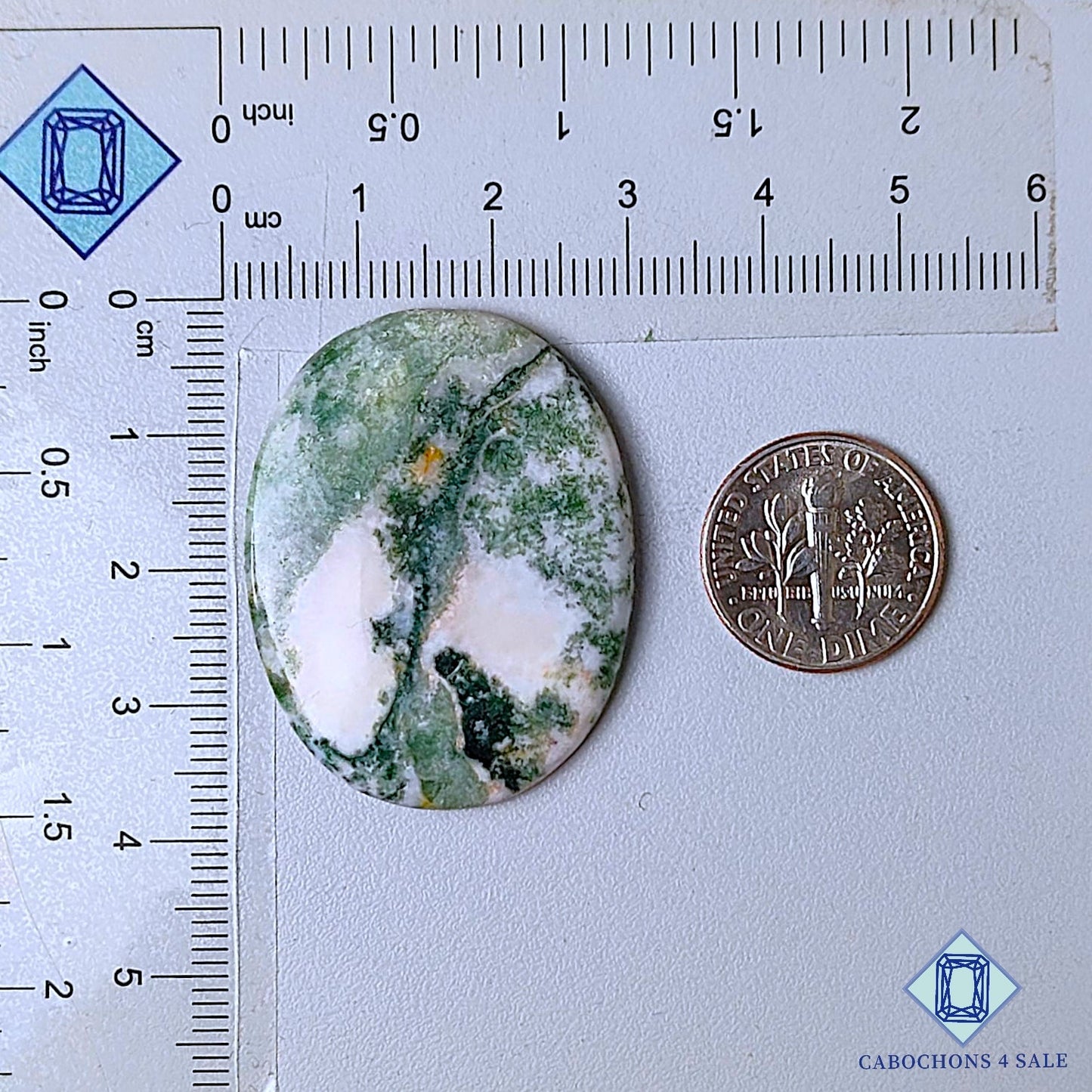 Natural Tree Agate Gemstone Oval Cabochons 37*28*5mm from India available for sale
